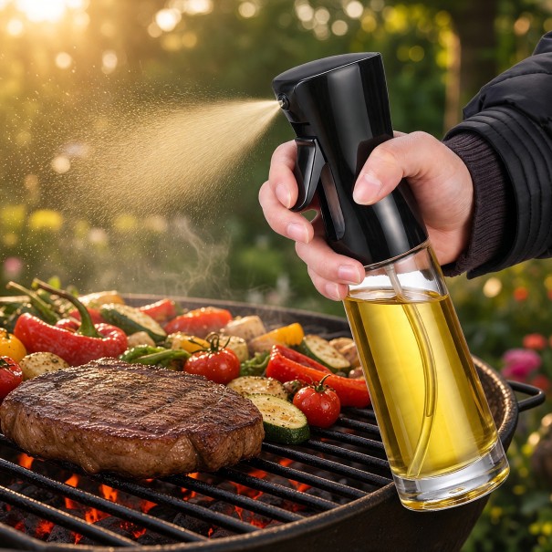 Rozprašovač na olej 500 ml Veľká plastová fľaša s jemným rozprašovaním Sprej na olivový olej a ocot Na varenie a gril čierna