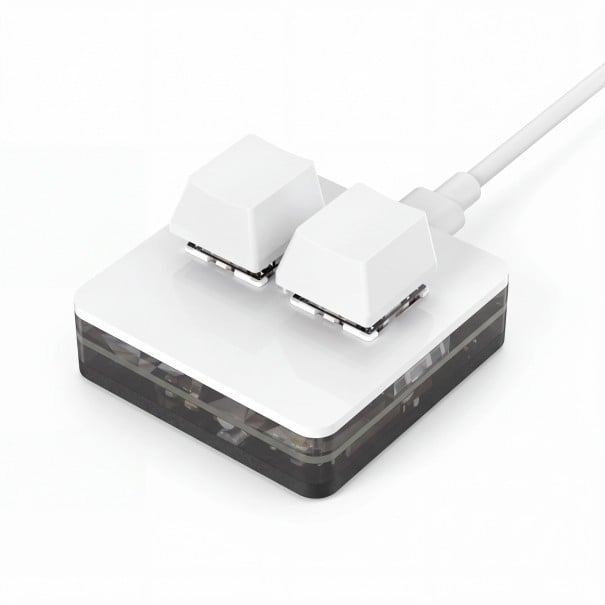 Programovatelná makro klávesnice 2 klávesy RGB podsvícení Mechanické spínače OUTEMU Red Hot swap USB-C Bílá Pro Photoshop a multimédia 1