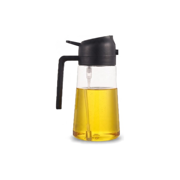 Δοσομετρητής λαδιού 2 σε 1 500 ml Ρίξιμο και ψεκασμός Πλαστική φιάλη με χερούλι Για ελαιόλαδο και ξίδι Στην κουζίνα μαύρο