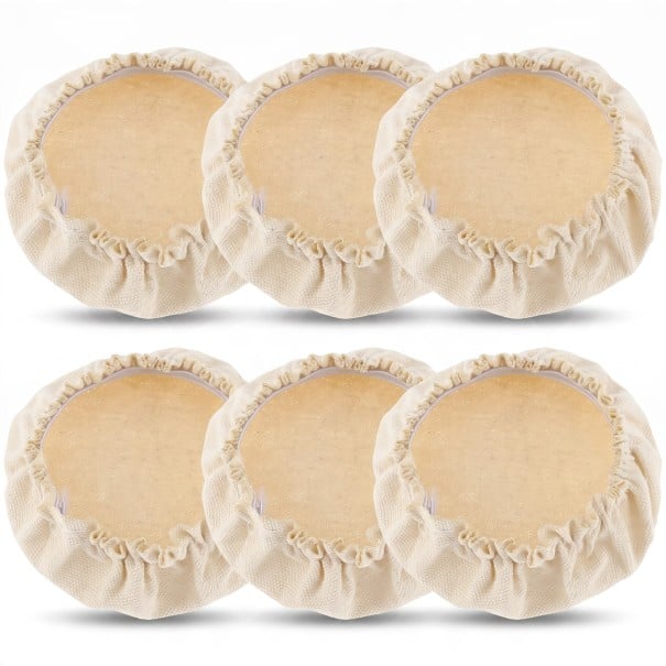 Tygkåpor för glasburkar 6 st Elastisk kant för halsar 7,6 till 10,1 cm Andningsbart tyg Beige För jäsning och täckning av glasburkar 1