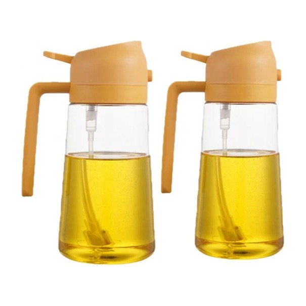Δοσομετρητές λαδιού 2 σε 1 500 ml 2 τεμάχια Ρίξιμο και ψεκασμός Πλαστικές φιάλες με χερούλι Για ελαιόλαδο και ξίδι Στην κουζίνα πορτοκαλί