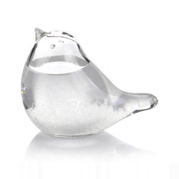 Γυάλινο μπουρίνι Storm Glass σε σχήμα πουλιού 8 x 5 x 4 εκ. Γυάλινος βαρόμετρος με κρυστάλλους Διαφανής Προβλέπτης καιρού Διακόσμηση για το τραπέζι 1