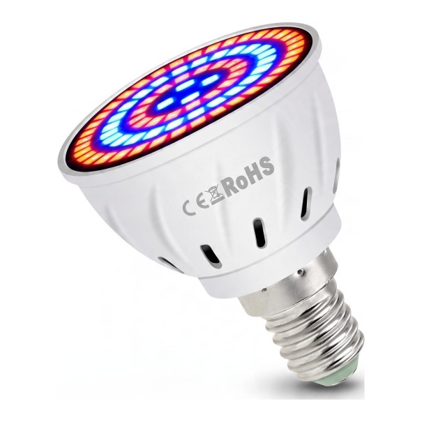 LED lâmpada para cultivo de plantas E14 48 LED Espectro vermelho e azul SMD 2835 Corpo plástico branco Para mudas, ervas e flores 1