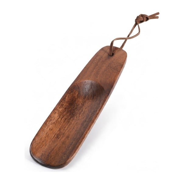 Wooden Shoe Horn 15.5 cm Short Shoe Horn Made of Solid Wood with Hanging Loop Brown For Easy Wearing at Home or in a Hotel 1