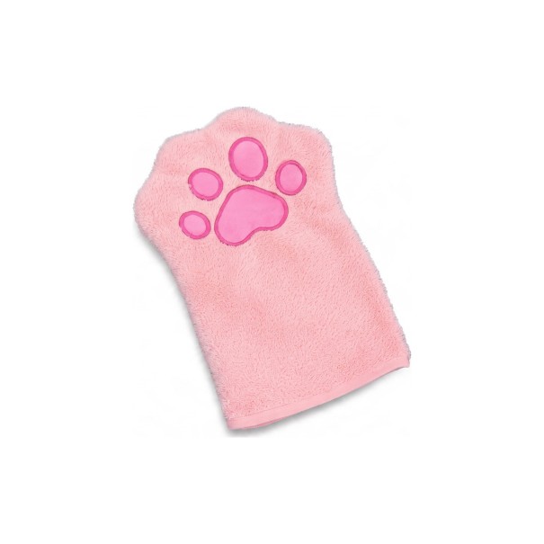 Microfibre Dog and Cat Drying Gloves Double-Sided Quick-Drying Paw-Shaped Mitt for Small and Medium Dogs pink