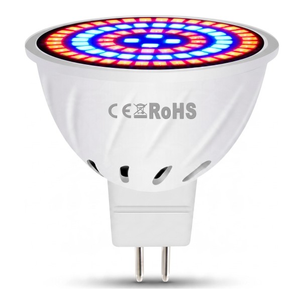 LED lâmpada para cultivo de plantas MR16 48 LED Espectro vermelho e azul SMD 2835 Corpo plástico branco Para mudas ervas e flores 1