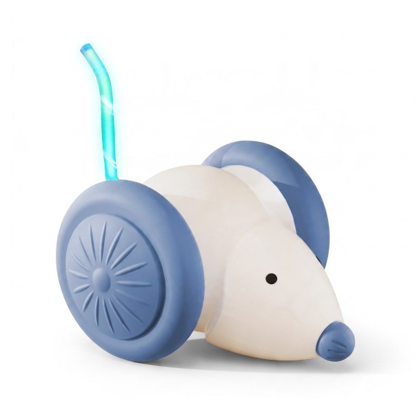 Interactive Robotic Mouse for Cats 6 x 4 cm Rechargeable Electric Toy Glowing Tail Touch Activation Silent Operation white