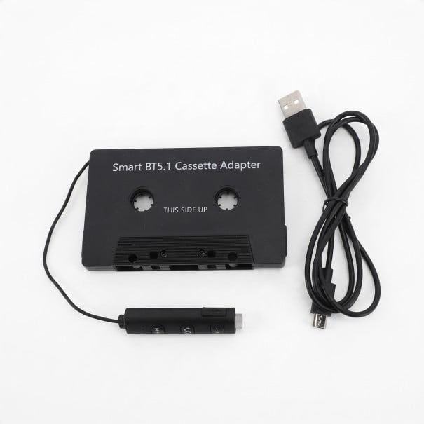 Bluetooth kazetový adaptér do auta Bluetooth 5.1 s mikrofonem a ovládáním na kabelu Nabíjení USB 5 V Černý pro autorádio s kazetou 1