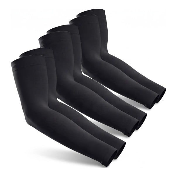 Cooling Arm Sleeves 3 Pairs Elastic Sports Sleeves 55 cm from Polyester Arm Protection from the Sun for Cycling and Running black