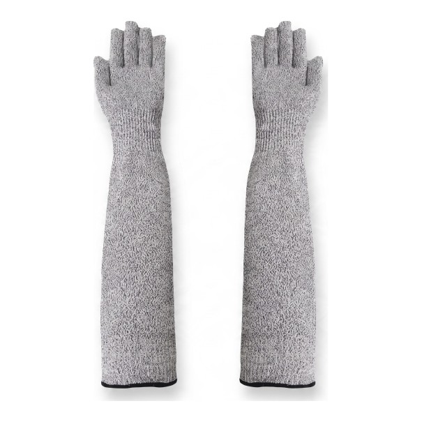 Long Protective Gloves Against Scratches and Bites 40 cm From HPPE Fibre Grey For Nail Trimming Bathing and Handling Cats and Dogs 1