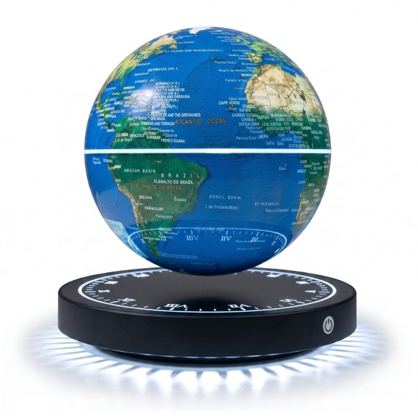 Globe lévitant 14 cm avec carte du monde Lévitation magnétique Socle avec cadran et lumière LED colorée Contrôle tactile Lampe de nuit 1