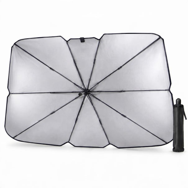 Sluneční clona deštník na čelní sklo Tesla Model 3 Highland a Model Y Juniper 150 x 80 cm Skládací Reflexní polyester Stříbrná 1