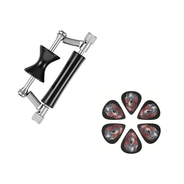 Posuvný kapodastr na kytaru 9,8 x 4 cm se 6 trsátky 0,96 mm rolling capo s pružinami rychlá změna tóniny během hry černá