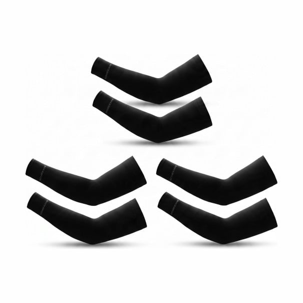 ROCKBROS Cooling Arm Sleeves 3 Pairs UV Protection UPF 50+ Breathable Elastic Nylon Universal Size For Cycling and Running black