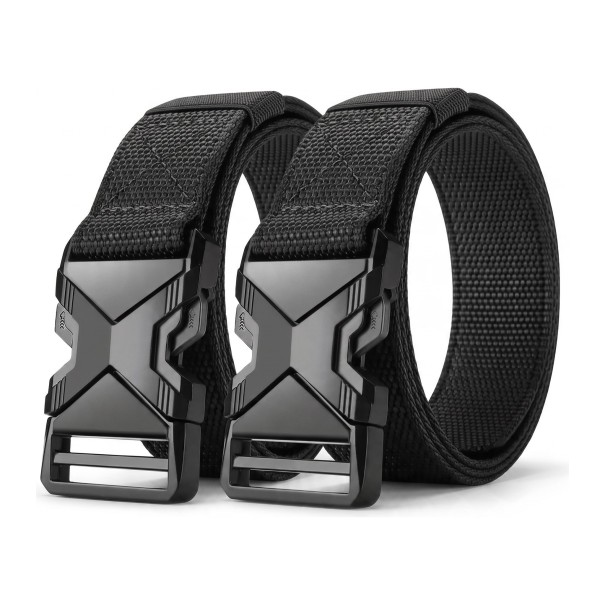 Ensemble de 2 ceintures tactiques 120 x 3,8 cm Bandes en nylon avec boucle en plastique à libération rapide en forme de X Pour l'extérieur noir