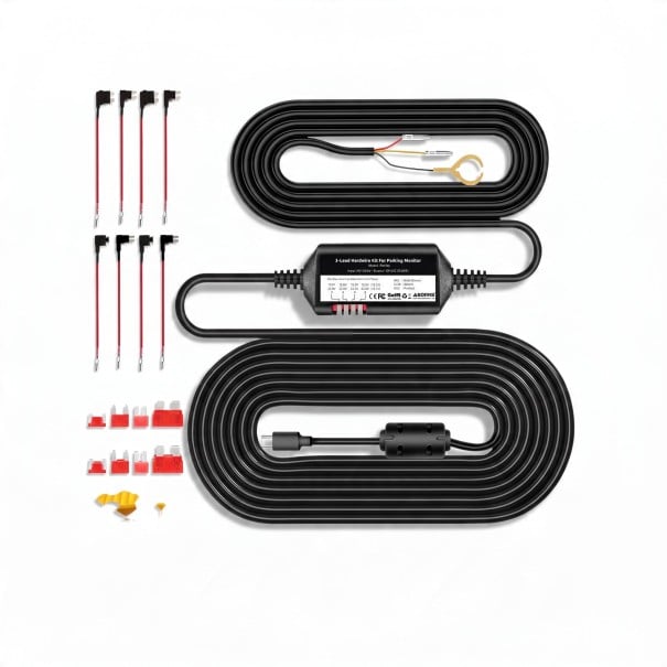 Hardwire Kit für Dashcam AZDOME JYX05 M660/M550 Max/M300S/GS63H Pro USB-C 12–24 V auf 5 V 2,5 A Parkmodus Batterieschutz Schwarz 1