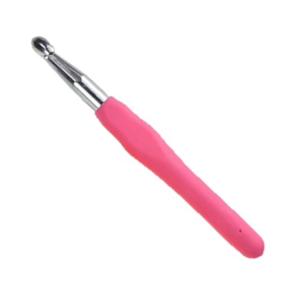 Hæklenål 10,0 mm Pink med blødt formet greb og massiv aluminiumshoved Til meget voluminøst garn Kurve og tæpper 1