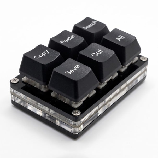 Programovatelná makro klávesnice 6 kláves Copy Paste Search Save Cut All USB-C Mechanická mini klávesnice pro kancelář černá