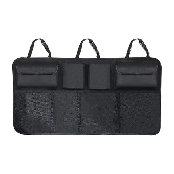 Závěsný organizér do kufru auta 88 x 48 cm s 8 kapsami Síťované kapsy i kapsy s klopou 3 nastavitelné popruhy Černý Na zadní sedadla 1