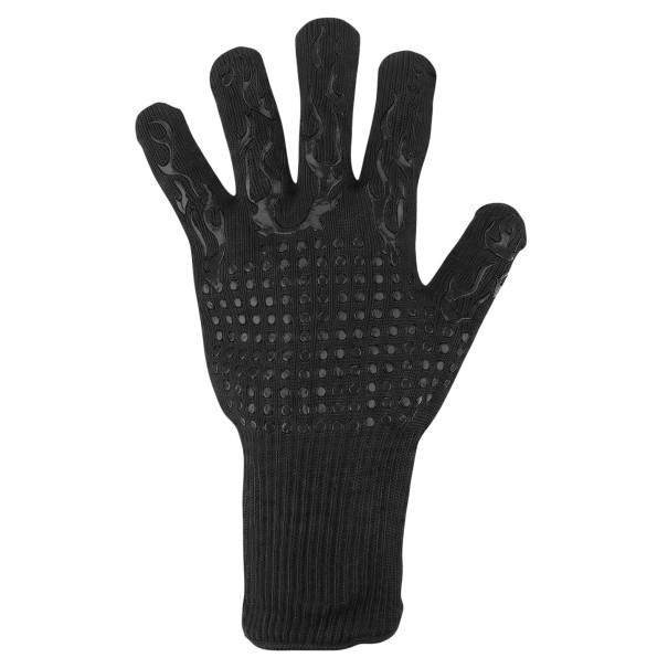Gants de protection avec éléments antidérapants Longueur 33 cm Cinq doigts avec manchon allongé Matériau tricoté Motif flammes noir