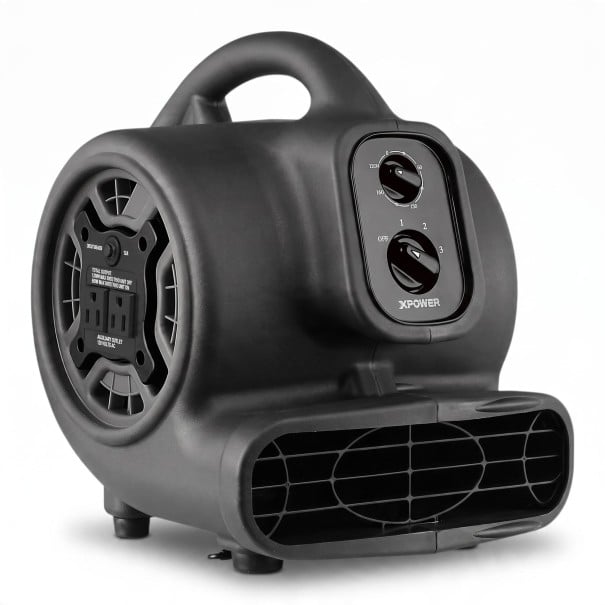 Effektiv gulvventilator XPOWER P-230AT Tre hastigheder og timer 180 W 700 CFM Krop af PP med håndtag og 3 m kabel sort