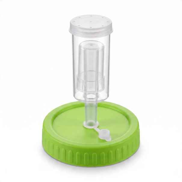 Fermenteringslåg med gærventil 86 mm Plastlåg til Mason-glass med bred åbning Lys grøn Til fermentering af grøntsager og kål 1
