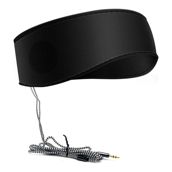 Drátová sluchátka v čelence na spaní Jack 3,5 mm Kabel 1,5 m Vyjímatelné reproduktory Prodyšná látka Pro běh a cestování černá