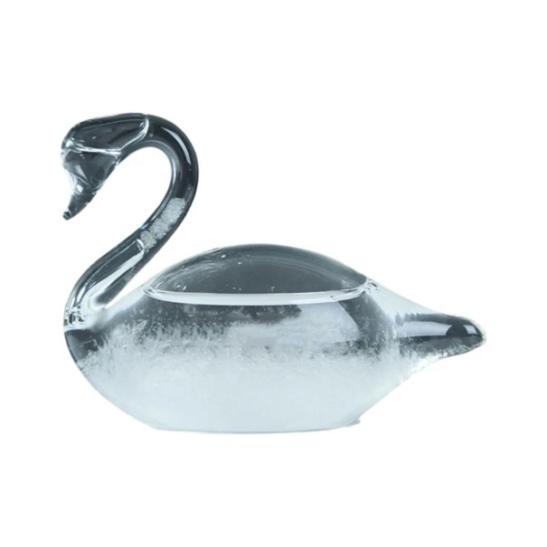 Bouřkové sklo Storm Glass ve tvaru labutě 8,2 x 4,2 x 6,5 cm Barometr s krystaly z borosilikátového skla Průhledný Dekorace na stůl 1