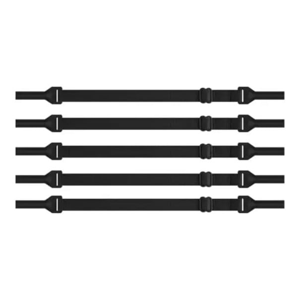 Sæt af 5 sportsbånd til briller mod tab Justerbare 21 til 32 cm Elastiske remme med silikoneender sort