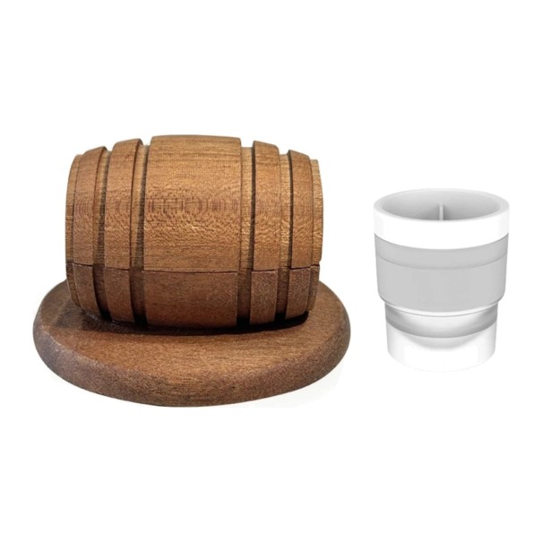 Fumoir à cocktails et whisky Baril en bois 10 x 6,4 cm avec support pour verre et moule à glace ronde Ensemble pour aromatiser les boissons 1