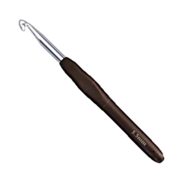 Hæklenål 5,5 mm Mørkebrun med blødt formet greb og aluminiumshoved Til kraftig garn Cardigans tæpper og tasker 1