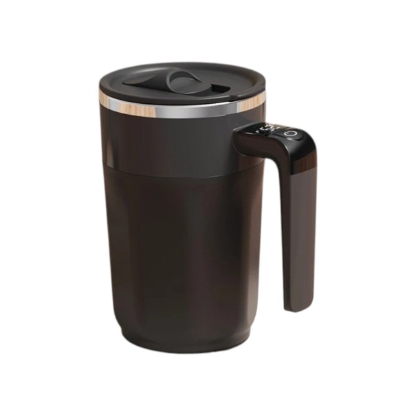 Automatischer Mischbecher 8,7 x 7 x 14 cm für 400 ml mit Temperaturanzeige am Griff und Schiebedeckel mit USB-C-Ladung schwarz