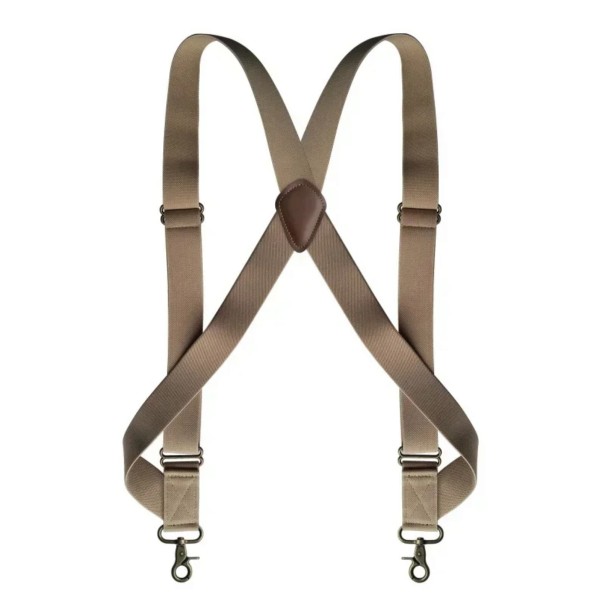 Férfi X alakú nadrágtartó két forgó karabínával Szélesség 3,5 cm Hossz 125 cm Rugalmas poliészter Nadrágpántokra beige