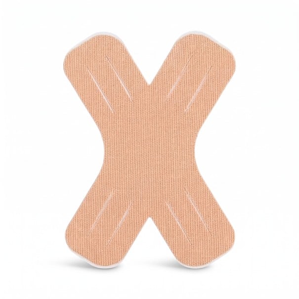 Kineziologický tejp předstřižený ve tvaru X 10 ks Bavlněné elastické pásky 10,5 x 7,5 cm Na koleno rameno a loket béžová