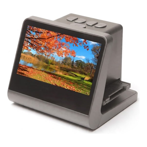 Negativ- og diascanner 24 MPx med 5 tommers LCD-skærm 16 GB hukommelse Film 135 126 110 og Super 8 Grå til digitalisering af fotografier 1