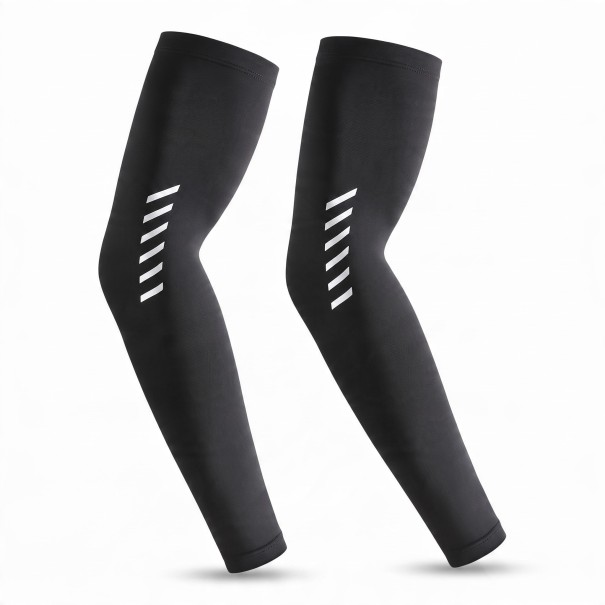Cooling Compression Arm Sleeves 1 Pair UV Protection UPF 50+ Breathable Elastic Polyester For Cycling Running Fishing and Driving black L