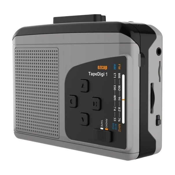 Ezcap234 Cassette Player Conversion of Cassettes to MP3 on Micro SD Card AM/FM Radio and Speaker 122 x 91 x 39 mm Grey Digitisation of Cassettes 1