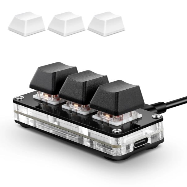 Makro klávesnica SAYODEVICE 3 programovateľné klávesy 6,9 x 3 x 2,5 cm Mechanické spínače OUTEMU Red RGB USB-C Čierna pre hry a prácu 1