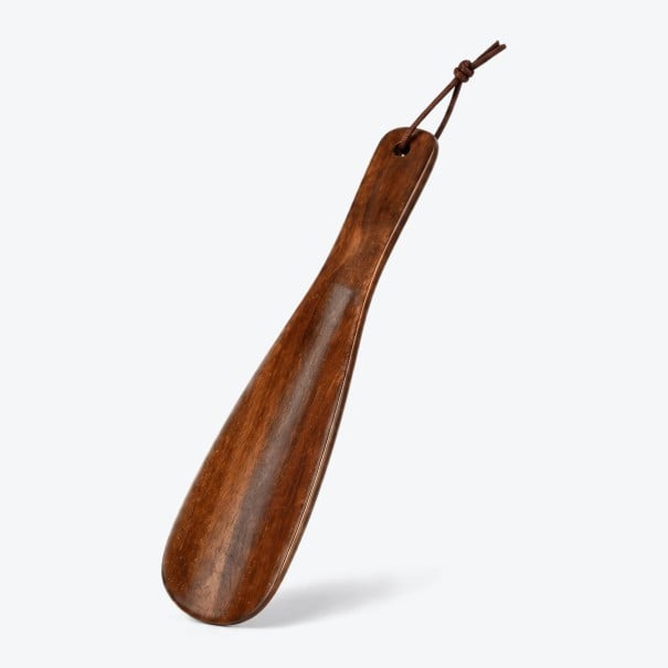 Wooden Shoe Horn 19.2 cm Short Pocket Shoe Horn in Walnut Shade with Hanging Cord for Home and Travel 1