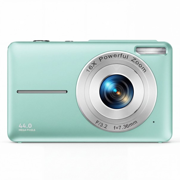 Dětský digitální fotoaparát 44 Mpx 1080P video 16x zoom Displej 2.4″ Detekce úsměvu Samospoušť Karta 32 GB zelená