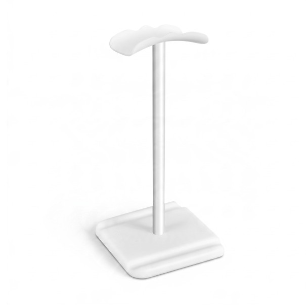 Suport pentru căști cu suport pentru telefon și tabletă Înălțime 23 cm Țeavă din aluminiu Pernă moale din TPE Pentru headset de gaming pe birou alb