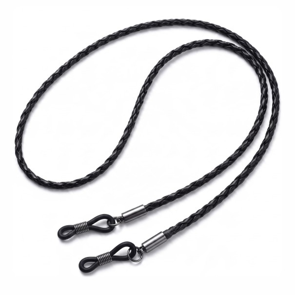 Strikket brillesnor Mod tab og glidning Gummiholdere med metalender Til briller med styrke og solbriller Unisex sort
