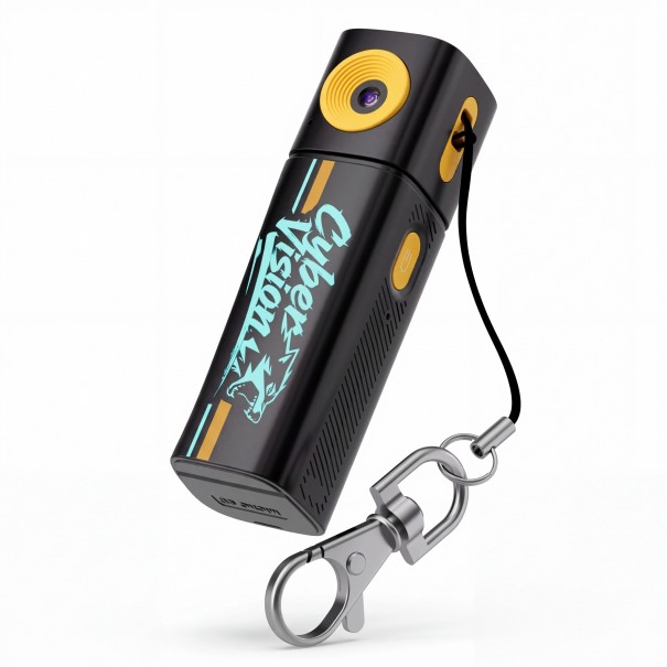 Mini kamera na klíčenku 2K video Otočný objektiv 230° Barevný displej 0.96″ Nabíjení USB-C Hmotnost jen 32 g černá