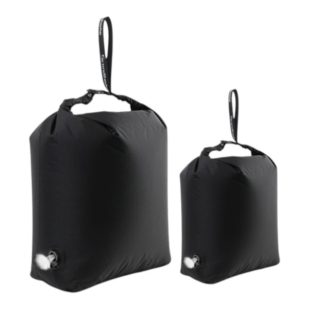 Sæt af 2 kompressionsposer til tøj M og L 34,5 x 47,8 cm og 42,9 x 61 cm Rullesløjfe med ventil Nylon Til rejser sort