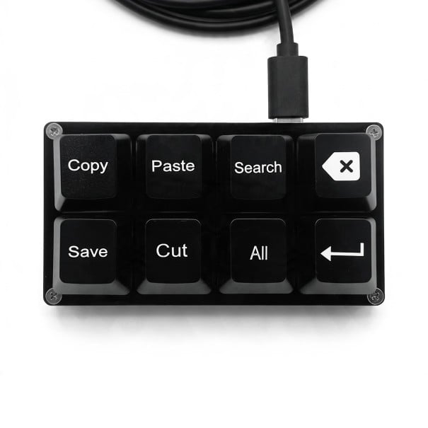 Programovatelná makro klávesnice 8 kláves Copy Paste Save Mechanické spínače OUTEMU Red Podsvícení USB-C pro kancelář černá