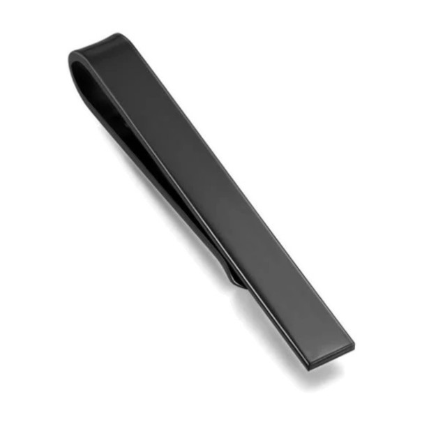 Spona na gravata 48,5 mm Simples spona deslizante de gravata em aço inoxidável Superfície lisa Acessório masculino para fato preto