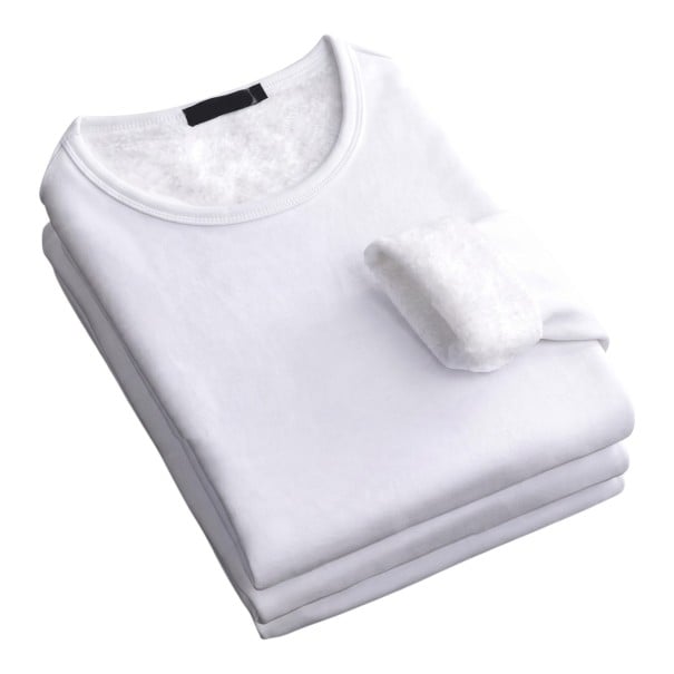 Pánské termo tričko s dlouhým rukávem Zateplené plyšem uvnitř Kulatý výstřih Polyester a elastan Termoprádlo na zimu bílá 4XL