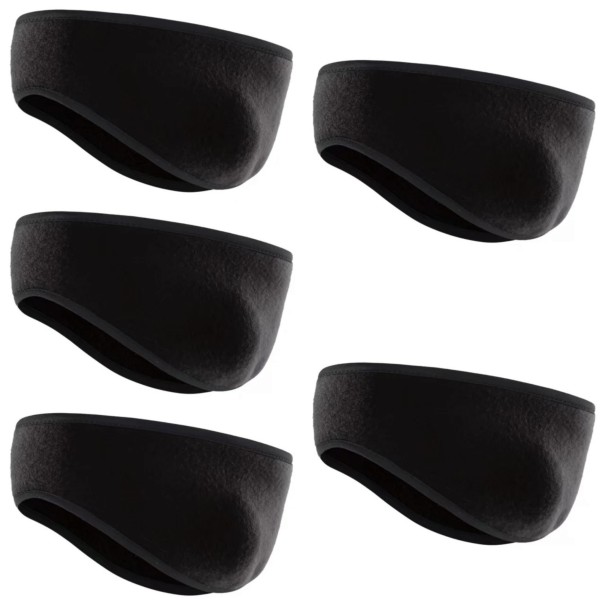 5 pcs faixa de fleece preta para as orelhas aquecedor de orelhas de inverno 23,5 x 11,5 cm poliéster à prova de vento unissexo para corrida, ciclismo 1
