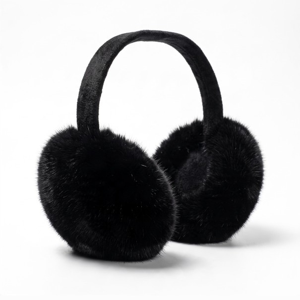 Klapas de Inverno em Pele Sintética Dobráveis 20 x 19 cm Pelúcia Macia de Poliéster Unissexo para Passeios de Inverno preto