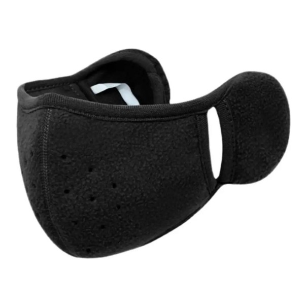 Máscara de Inverno para o Rosto com Protetores de Orelhas Proteção de Boca e Orelhas 24 x 24,5 cm Poliéster Unisex para Desportos preto